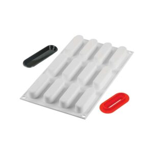 El molde Caroline30 de Silikomart Professional está compuesto por 12 cavidades de 30 ml cada una para crear refinados mousse y semifríos con las combinaciones de colores más vibrantes. En cada paquete se incluye un funcional cortador de plástico para realizar originales insertos y/o bases que combinen perfectamente con la forma del molde.